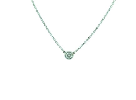 [C10-15-W (CH16243)] 14Kt White Gold Solitaire Necklace With A Round Diamond Weighing 0.15cttw