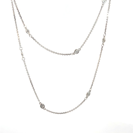 [C2-80-W (CH14945)] 14Kt White Gold Diamonds By The Inch Necklace With (24) Round Diamonds Weighing 0.86cttw