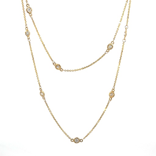 [C2-125-Y (CH15957)] 14Kt Yellow Gold Diamonds By The Inch Necklace With (24) Round Diamonds Weighing 1.38cttw