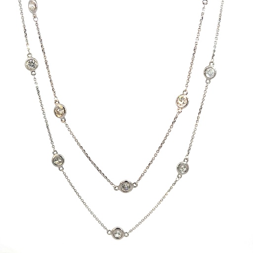 [C2-360-W (CH16242)] 14Kt White Gold Diamonds by The Inch Necklace With (24) Round Diamonds Weighing 3.60ctw