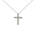 [P058-175-W (PD151)] 14Kt White Gold Cross Necklace With (11) Round Diamonds Weighing 1.78cttw