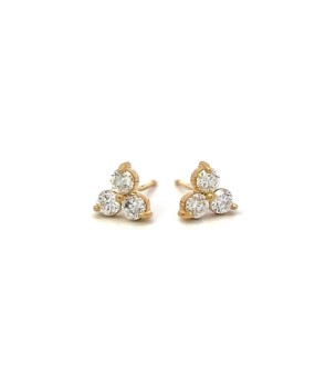 [E009-60-MY (ER108)] Trio Cluster Diamond Studs 0.59cttw 14Kt Yellow Gold Pushbacks