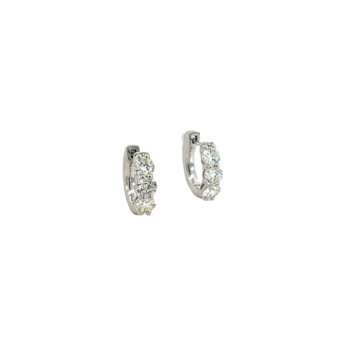 [SE145-150-W (ER105)] 14Kt White Gold Huggie Hoops With (6) Round Diamonds Weighing 1.54cttw