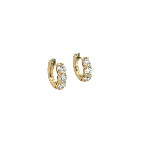 [SE145-180-Y (ER103)] 14Kt Yellow Gold Huggie Hoops With (6) Round Diamonds Weighing 1.83cttw