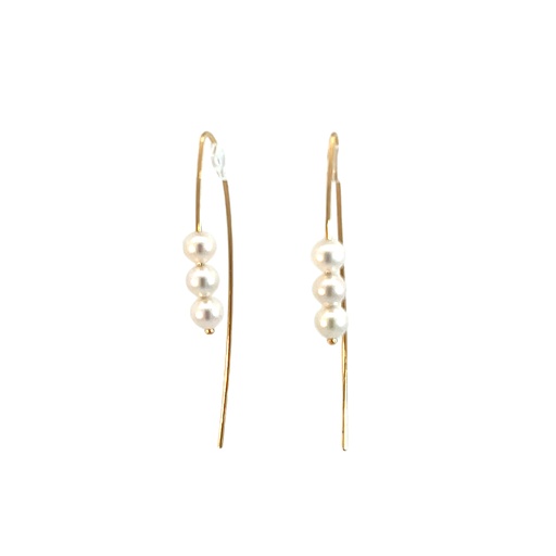 [THY545] 14Kt Yellow Gold Threader Earrings With (6) 5x4.5mm Cultured Pearls