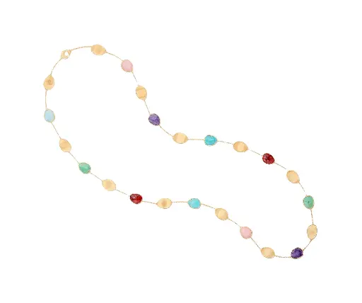 [CB2157 MIX2 Y 02] 18Kt Yellow Gold Lunaria Mixed Gemstone Necklace 36"