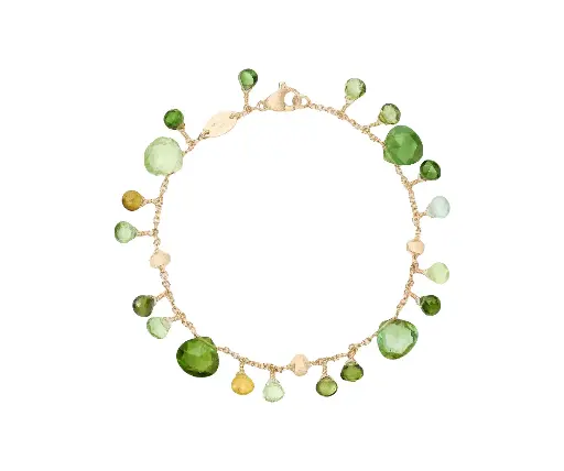 [BB2584 TV01 Y 02] 18Kt Yellow Gold Paradise Green Tourmaline Bracelet 7.25"