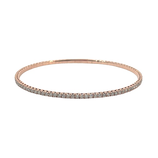 [BDD2686-301] 14Kt Rose Gold Flex Bangle With (82) Round Diamonds Weighing 2.04cttw