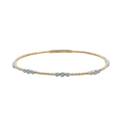 [BDD2503A-324] 14Kt Two Toned Flex Bangle With (15) Round Diamonds Weighing 0.33ctt