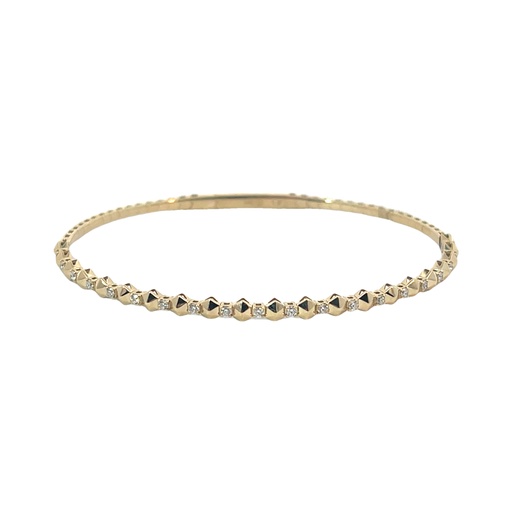 [BDD7151-303] 14Kt Yellow Gold Flex Bangle With (20) Round Diamonds Weighing 0.28cttw