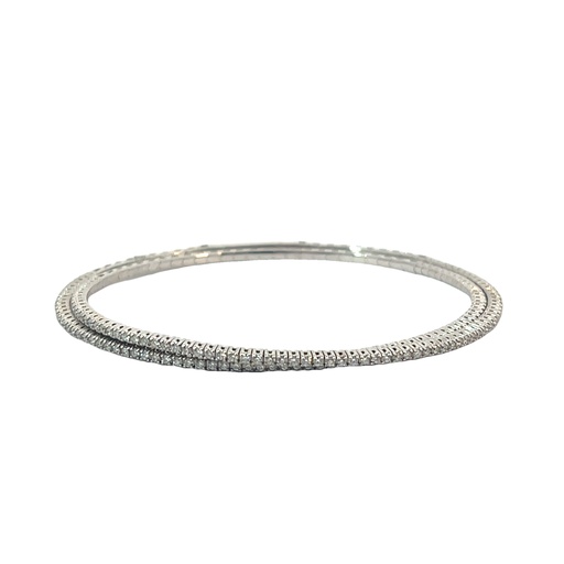 [BDD7142-302] 14Kt White Gold Crossover Flex Bracelet With (150) Round Diamonds Weighing 1.36cttw
