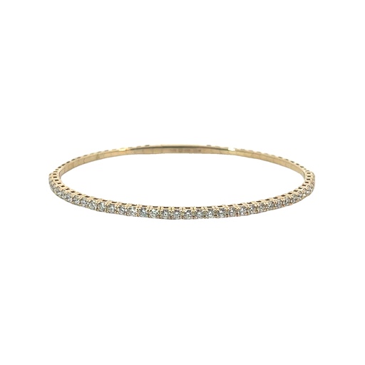 [BDD4450-1347] 14Kt Yellow Gold Flex Bangle With (37) Round Diamonds Weighing 1.50cttw