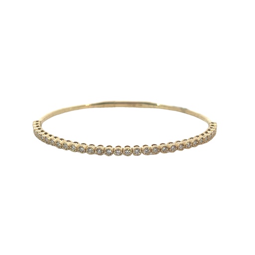 [BDD7164-315] 14Kt Yellow Gold Milgrain Bezel Flex Bracelet With (32) Round Diamonds Weighing 1.00cttw