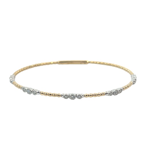 [BDD2503A-324] 14Kt Two Toned Bangle With (15) Round Diamonds Weighing 0.33cttw
