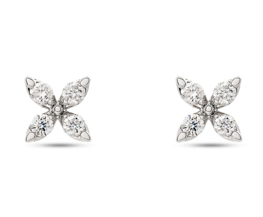 [E79892] 18Kt White Gold X Earrings With (8) Round Diamonds Weighing 0.35cttw