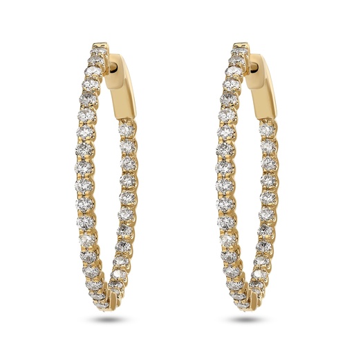 [E79743] 14Kt Yellow Gold In/Out Hoops With (60) Round Diamonds Weighing 1.34cttw