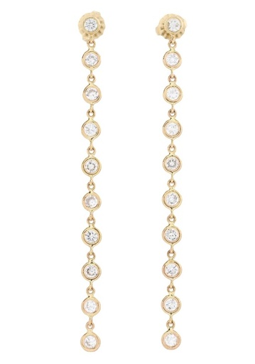 [E78442] 14Kt Yellow Gold Diamonds by The Inch Earrings With (20) Round Diamonds Weighing 1.65cttw
