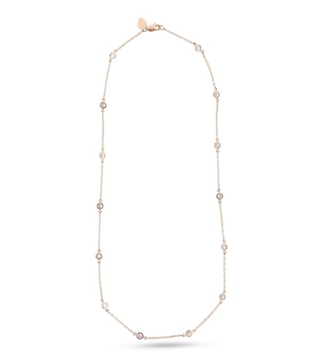 [N77309.2] 14Kt Rose Gold Diamonds By The Inch Necklace With (14) Round Diamonds Weighing 1.55cttw