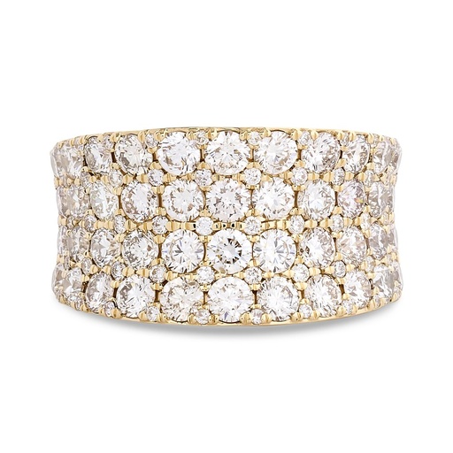 [R78354] 14Kt Yellow Gold Wide Band With (100) Round Diamonds Weighing 3.60cttw