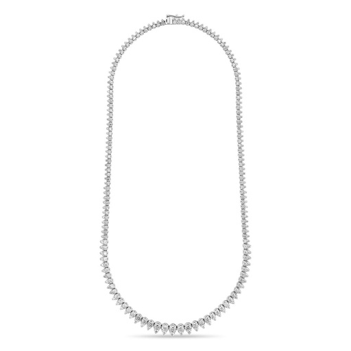 [N79594] 18Kt White Gold Cluster Necklace With (300) Round Diamonds Weighing 6.00cttw