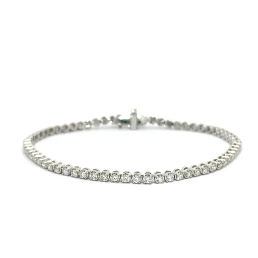 [B79781] 14Kt White Gold Crown Set Tennis Bracelet With (65) Round Diamonds Weighing 2.00cttw