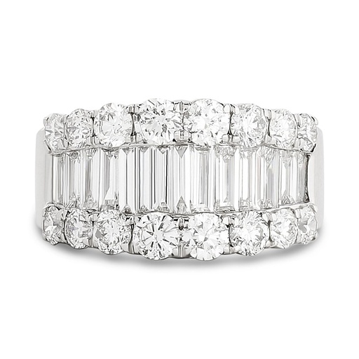 [R69893.1] 18Kt White Gold Band With (14) Baguette Diamonds Weighing 1.32ct And (16) Round Diamonds Weighing 1.98ct
