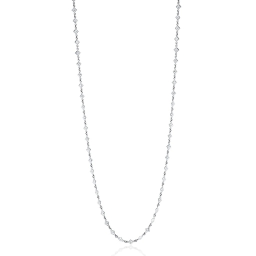 [N64082.2] 18Kt White Gold Diamonds By The Inch Necklace With (76) Princess Cut Diamonds Weighing 7.22cttw