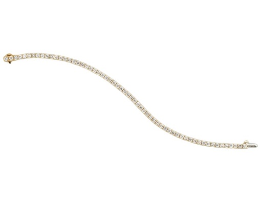 [B76453.2] 14Kt Yellow Gold Tennis Bracelet With (59) Round Diamonds Weighing 4.95cttw