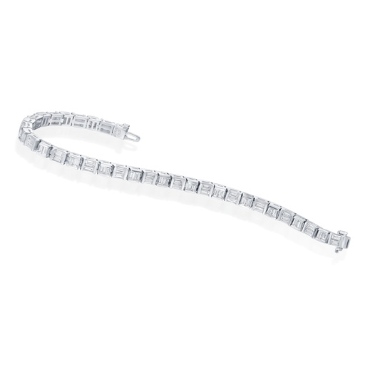 [B37221.3] Platinum Tennis Bracelet With (66) Baguette Diamonds Weighing 6.24cttw