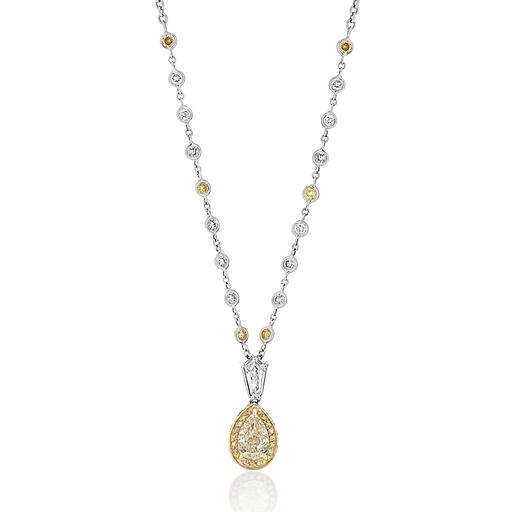 [PL30600] 18Kt Two Toned Necklace With White And Yellow Diamonds Weighing 2.91cttw
