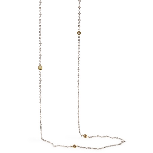 [N50132D.5] Platinum and 18Kt yellow gold diamonds by the inch necklace with diamonds weighing 6.07cttw
