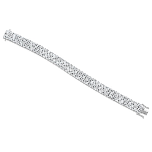 [B71520.1] 14Kt White Gold Five Row Bracelet With (414) Round Diamonds Weighing 12.40cttw