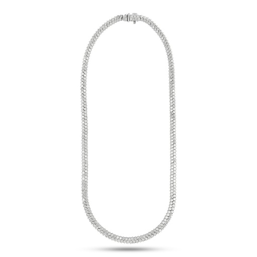 [N76335.1] 14Kt White Gold Two Row Riviera With (360) Round Diamonds Weighing 17.85cttw