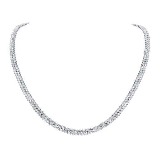 [N76335.1] 14Kt White Gold Two Row Riviera With (360) Round Diamonds Weighing 17.85cttw