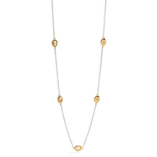 [PRTN59699-P] 18Kt Two Toned Diamonds By The Inch Necklace With (7) Fancy Yellow Oval Diamonds Weighing 3.62cttw
