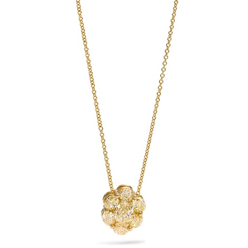 [PRTP56263-P] 18Kt Yellow Gold Flower Pendant Necklace With (7) Fancy Yellow Diamonds Weighing 1.80cttw