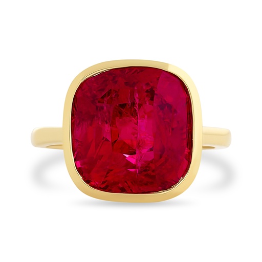 [PRTR78543-P] 18Kt Yellow Gold Bezel Set Ring With A Cushion Cut Spinel Weighing 11.09ct