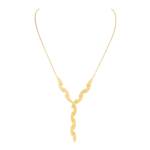 [FRF084408Y18] 14Kt Yellow Gold Satin/Polished Multi Station Lariat 18"