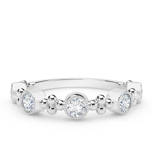 [NKFMT3180.50-WG] 18Kt White Gold Bezel Ring With (5) Round Diamonds Weighing 0.47cttw