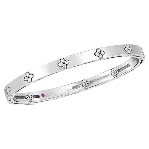 [8882970AWBAX] 18Kt White Gold Love In Verona Bangle With (20) Round Diamonds Weighing 0.15cttw