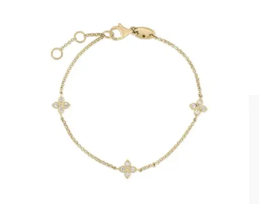 [7773222AYLBX] 18Kt Yellow Gold Love By The Inch Triple Station Bracelet With (12) Round Diamonds Weighing 0.13cttw