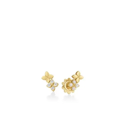 [8883700AYERX] Love In Verona Climber Earrings With (8) Round Diamonds Weighing 0.19cttw In 18Kt Yellow Gold