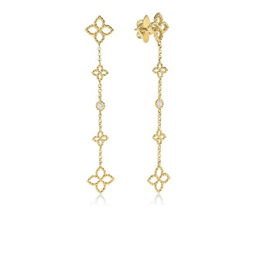 [7773793AYERX] Principessa Dangle Earrings With (2) Round Diamonds Weighing 0.06ct In 18Kt Yellow Gold