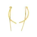 [6740599AYER0] 18Kt Yellow Gold Oro Classic Curved Bar Drop Earrings