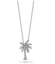 [001236AWCHX0] 18Kt White Gold Palm Tree Pendant Necklace With (29) Round Diamonds Weighing 0.19cttw