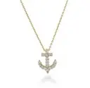 [001629AYCHX0] 18Kt Yellow Gold Tiny Treasures Anchor Necklace With (17) Round Diamonds Weighing 0.15cttw