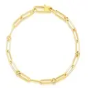 [5310167AYLB0] 18Kt Yellow Gold Alternating Paperclip And Round Link Bracelet 7"