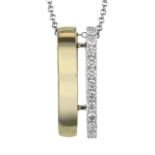 [LP4904-809486] 18Kt Two Toned Necklace With (11) Round Diamonds Weighing 0.29cttw