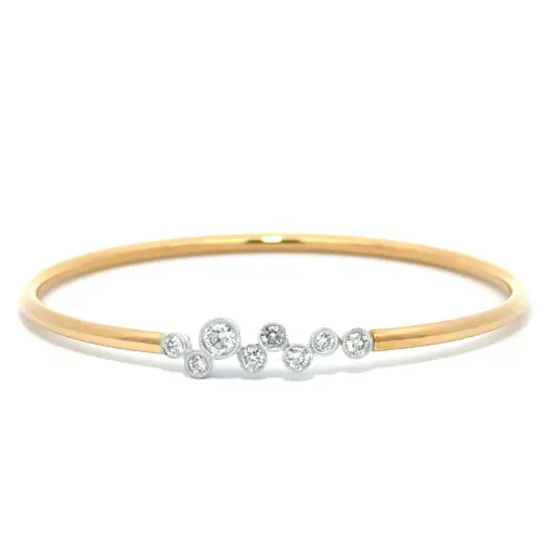 [MB2043] Scattered Bangle With (8) Round Diamonds Weighing 0.57cttw In 18Kt Rose And White Gold
