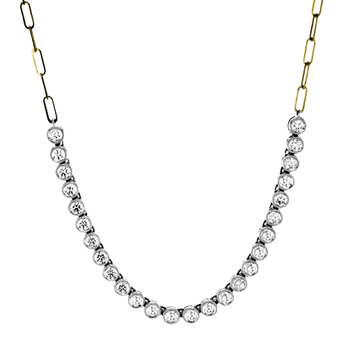 [LN4090-812341] 18Kt Two Toned Necklace With (26) Round Diamonds Weighing 1.87cttw